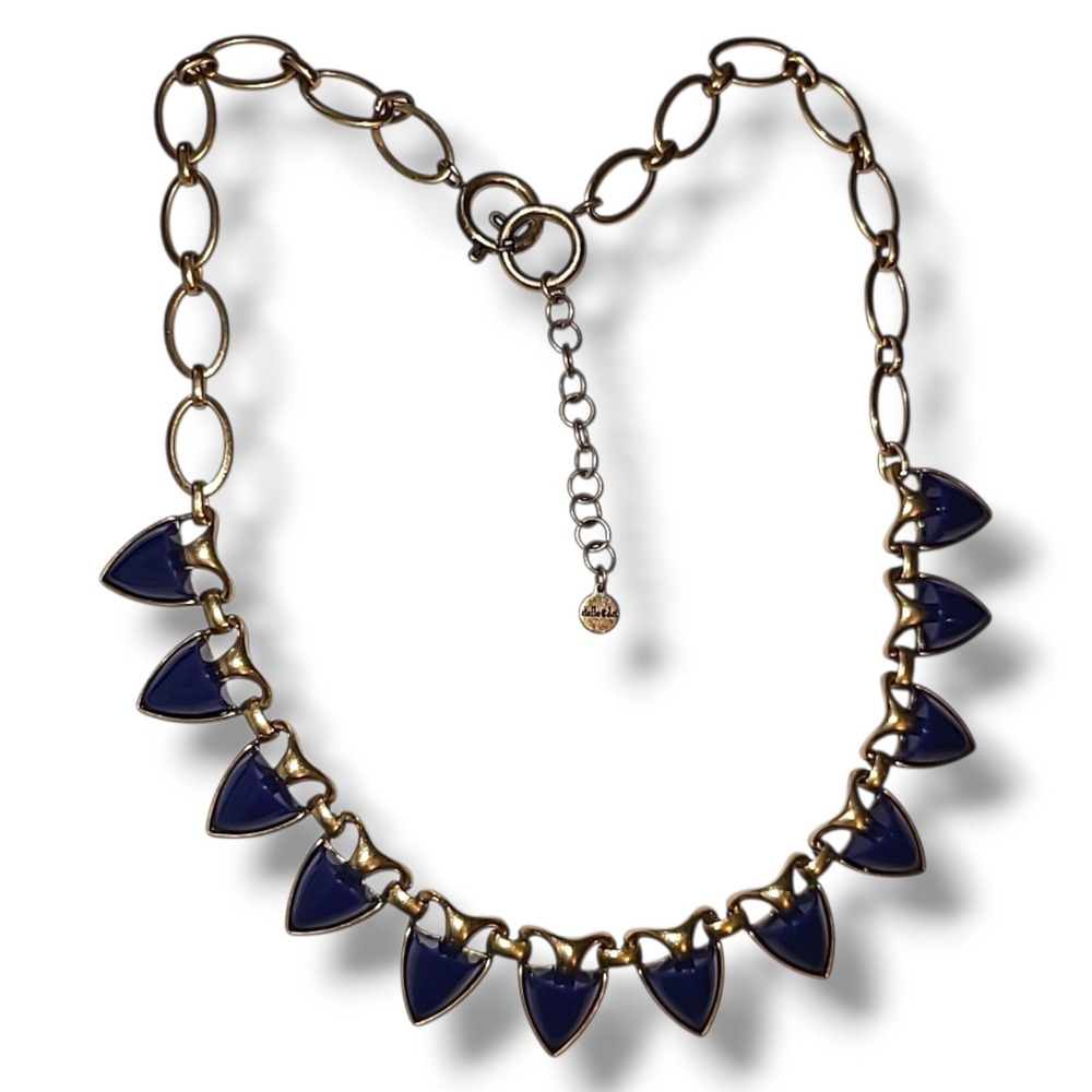 Stella & Dot Lottie Navy‎ Blue Gold Tone Necklace